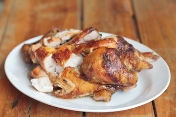 Grilled chicken on plate