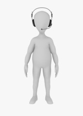 3d render of cartoon character with headphones