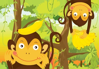 Papier Peint photo autocollant Animaux de la forêt singes