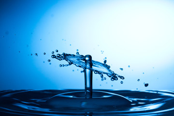 Water drop falling and colliding