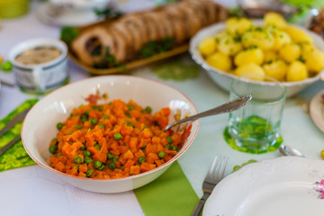 Deliciuously looking food on a decorated table