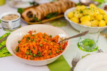 Deliciuously looking food on a decorated table