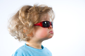 little funny girl with sunglasses