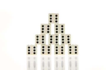 Würfel eines Spieles. Sechser. Glück und Erfolg im