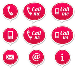 Contact icons set - retro speech bubbles