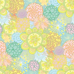 Tuinposter Hand drawn seamless floral pattern © bonathos