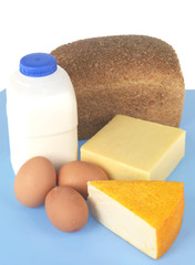 Milk Eggs Bread and Cheese