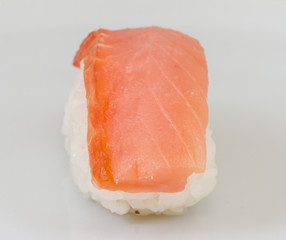 salmon sushi with white background