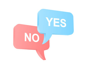 Speech balloons with two opposite opinions