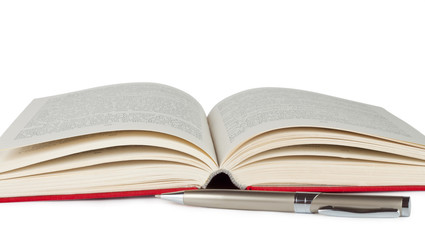 Open book with pen
