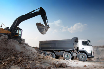 loading a large lorry building material