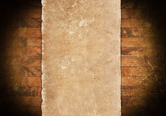 Grungy paper roll on vintage background