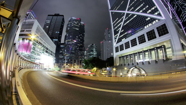 City timelapse at night. Hong Kong Rush Hour.