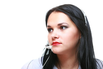 young brunette girl with headphones