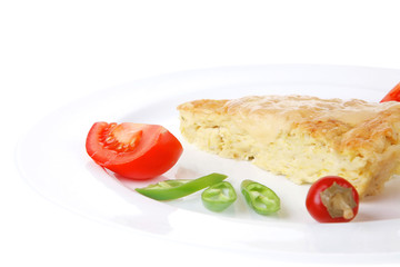 casserole triangle on white plate