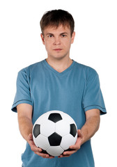 Man with classic soccer ball