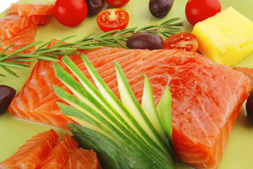 salmon fillet with vegetables and rosemary
