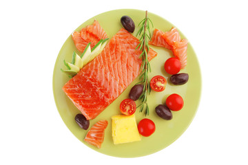 smoked salmon fillet and tomatoes
