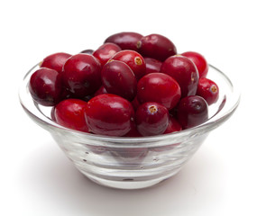 cranberries in a glass bowl