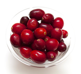 cranberries in a glass bowl