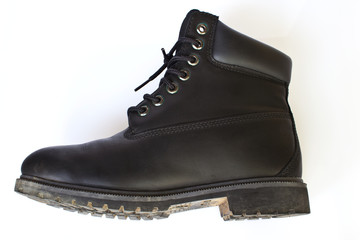 black lace-up shoe made of leather in white back