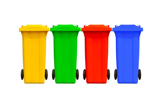 Large colorful trash cans collection