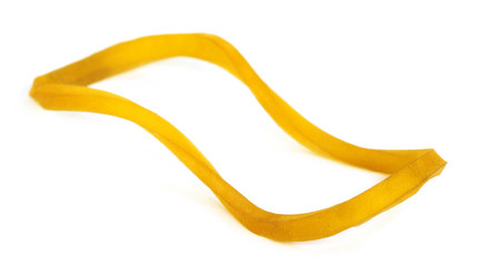 Rubber band over white background