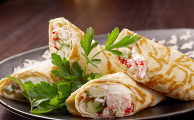 rolled pancakes stuffed