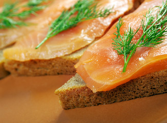 Sandwich with smoked salmon