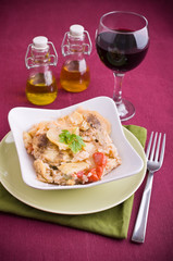 Rice, potatoes and mussels. Tiella di riso, patate e cozze.