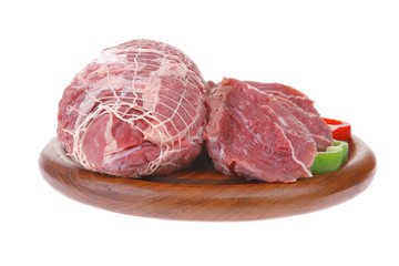 raw meat on wood