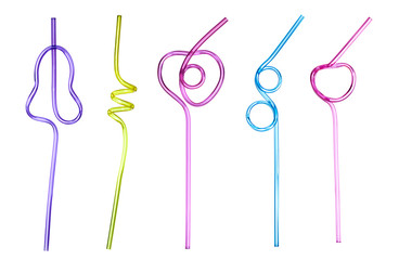 isolated drinking straws assortment  in shape of fruits