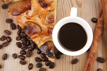 apple pie with coffee and cinnamon