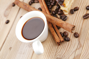 baked food: apple pie and hot coffee
