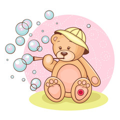 Naklejka na ściany i meble Teddy Baby and bubbles