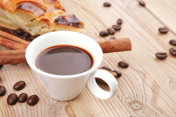 apple pie with coffee and cinnamon