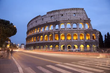 Foto op Canvas Rome - colosseum in evening and the road © Renáta Sedmáková