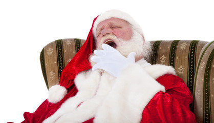 Weihnachtsmann gähnt müde