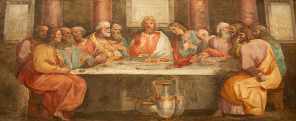 Rome - fresco of Last super of Christ - Santa Prassede