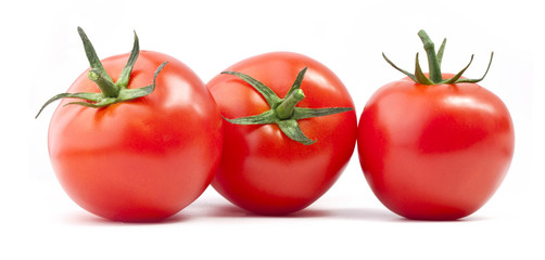 Collection of tomatoes, isolated on white, with clipping paths