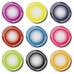Set of nine colorful web buttons vector.