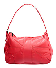 Red leather women bag isolated over white