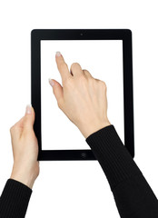 Hands with tablet computer