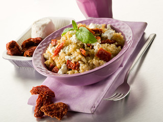brown rice with ricotta and dried tomatoes