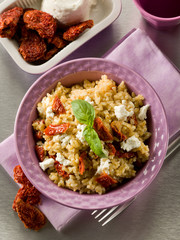 brown rice with ricotta and dried tomatoes