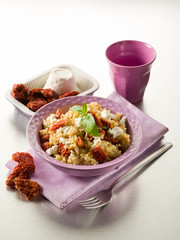 brown rice with ricotta and dried tomatoes