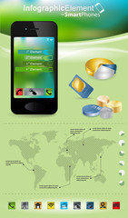high detailed infographic elements for mobile communication