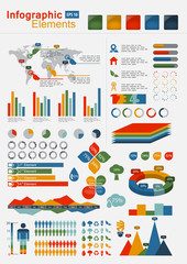 Retro Infographics Elements with world map