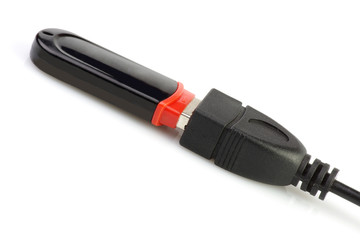 Flash drive is inserted into the connector