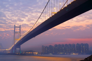 bridge at sunset moment, Tsing ma bridge
